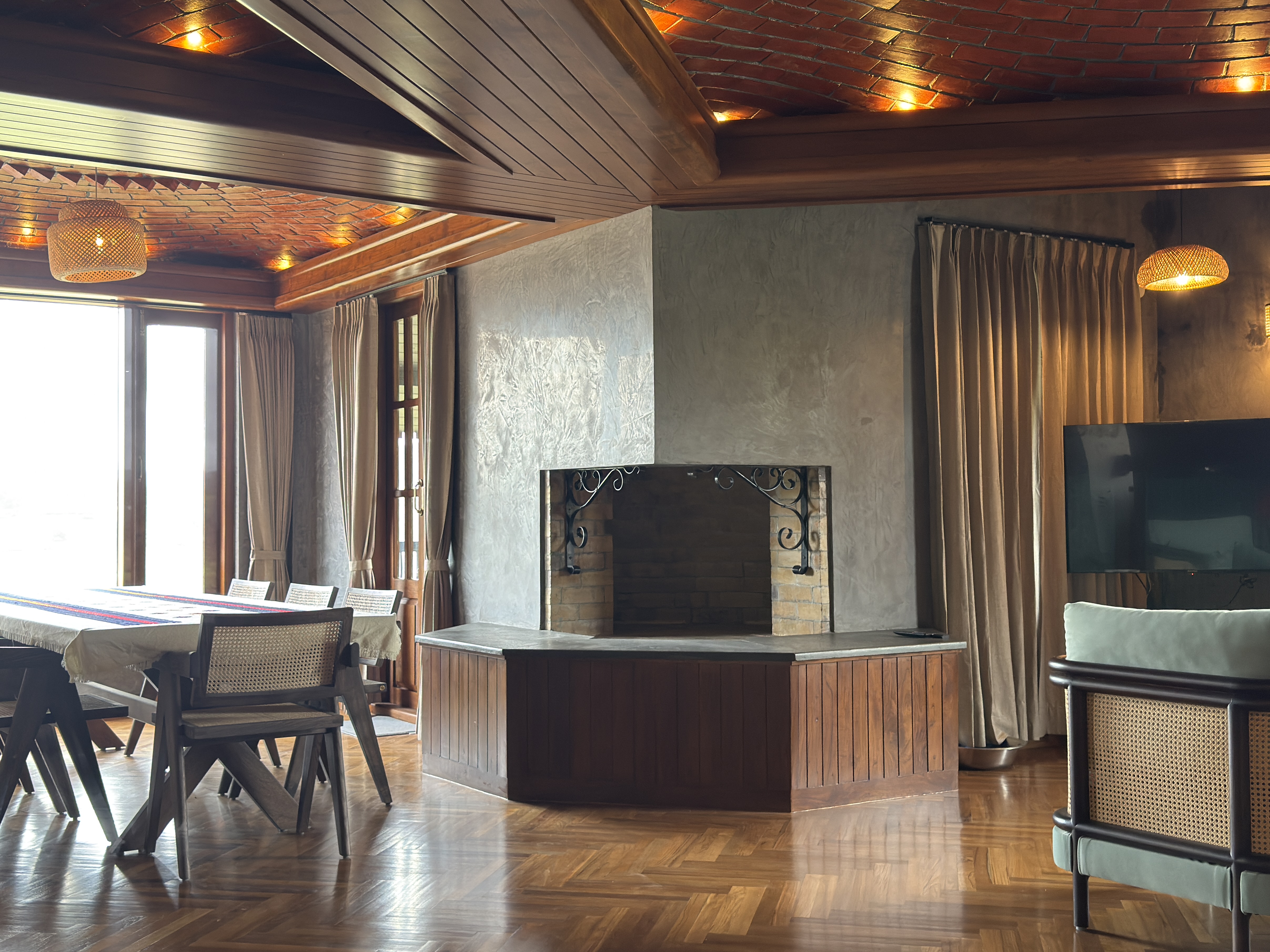 Contemporary wood-paneled bedroom