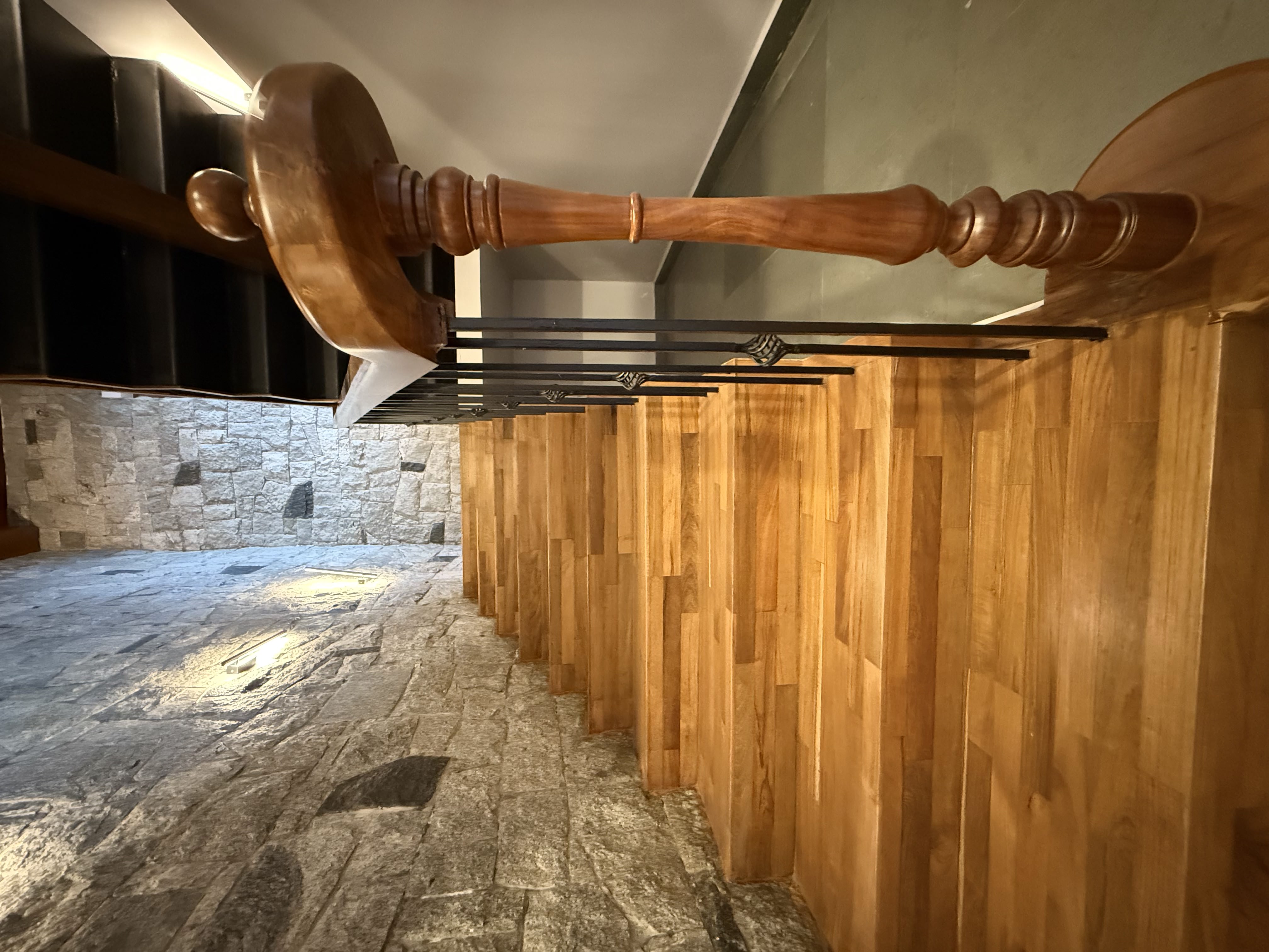 Warm wood-paneled contemporary living room