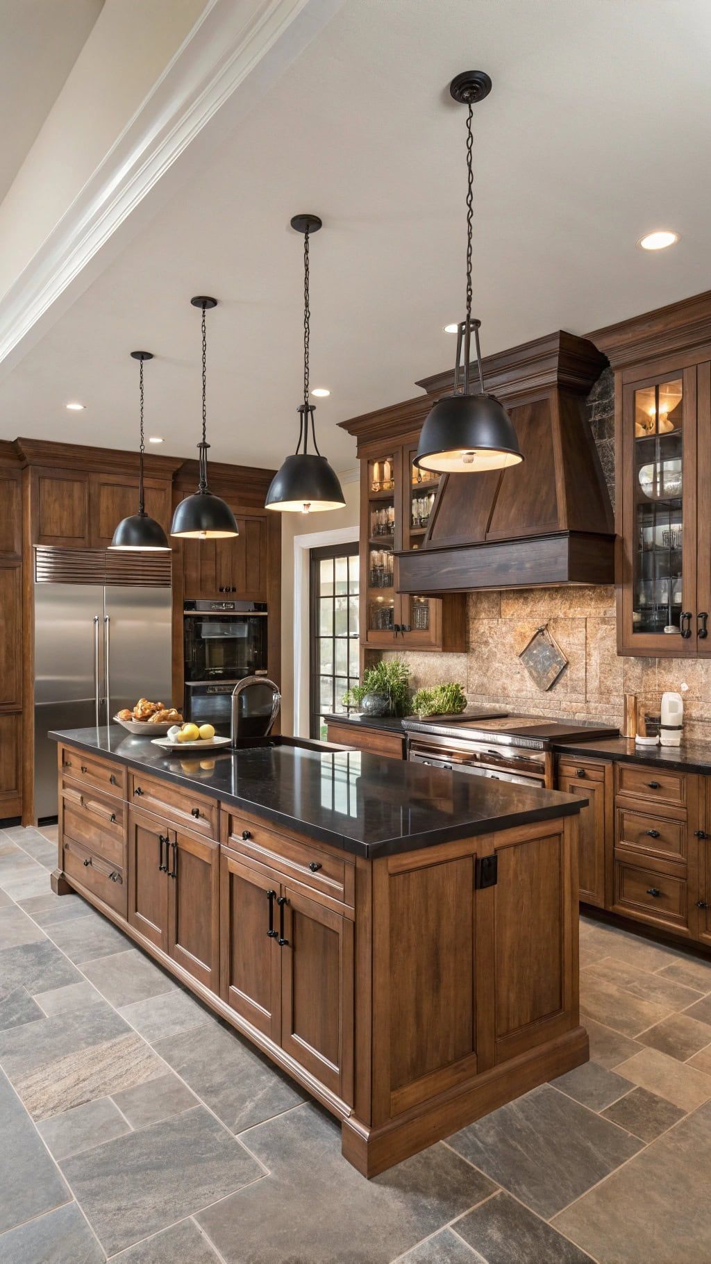 Farmhouse-Style Straight Island Modular Kitchen