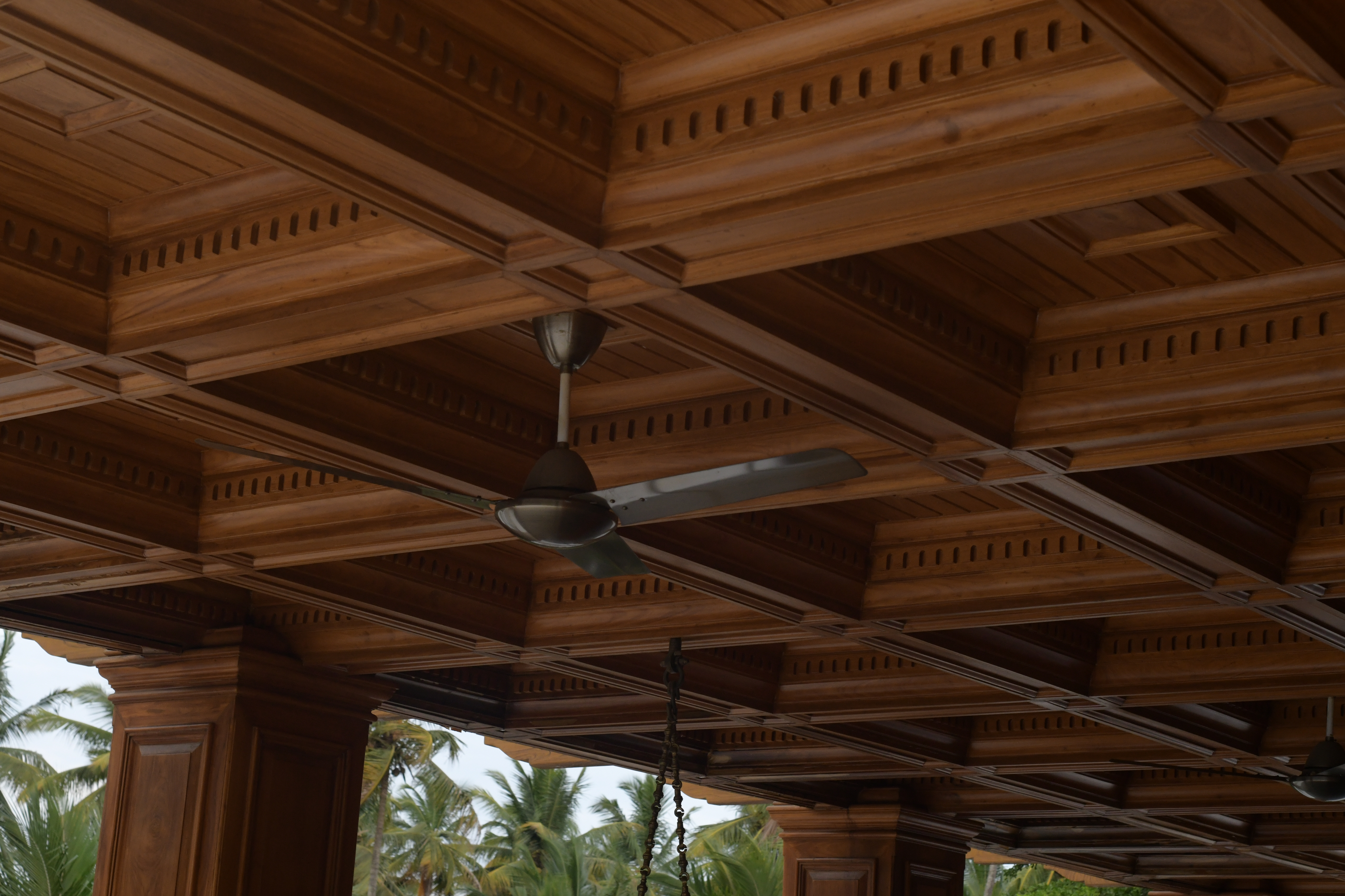 Kalash and foliage detailed teak double door