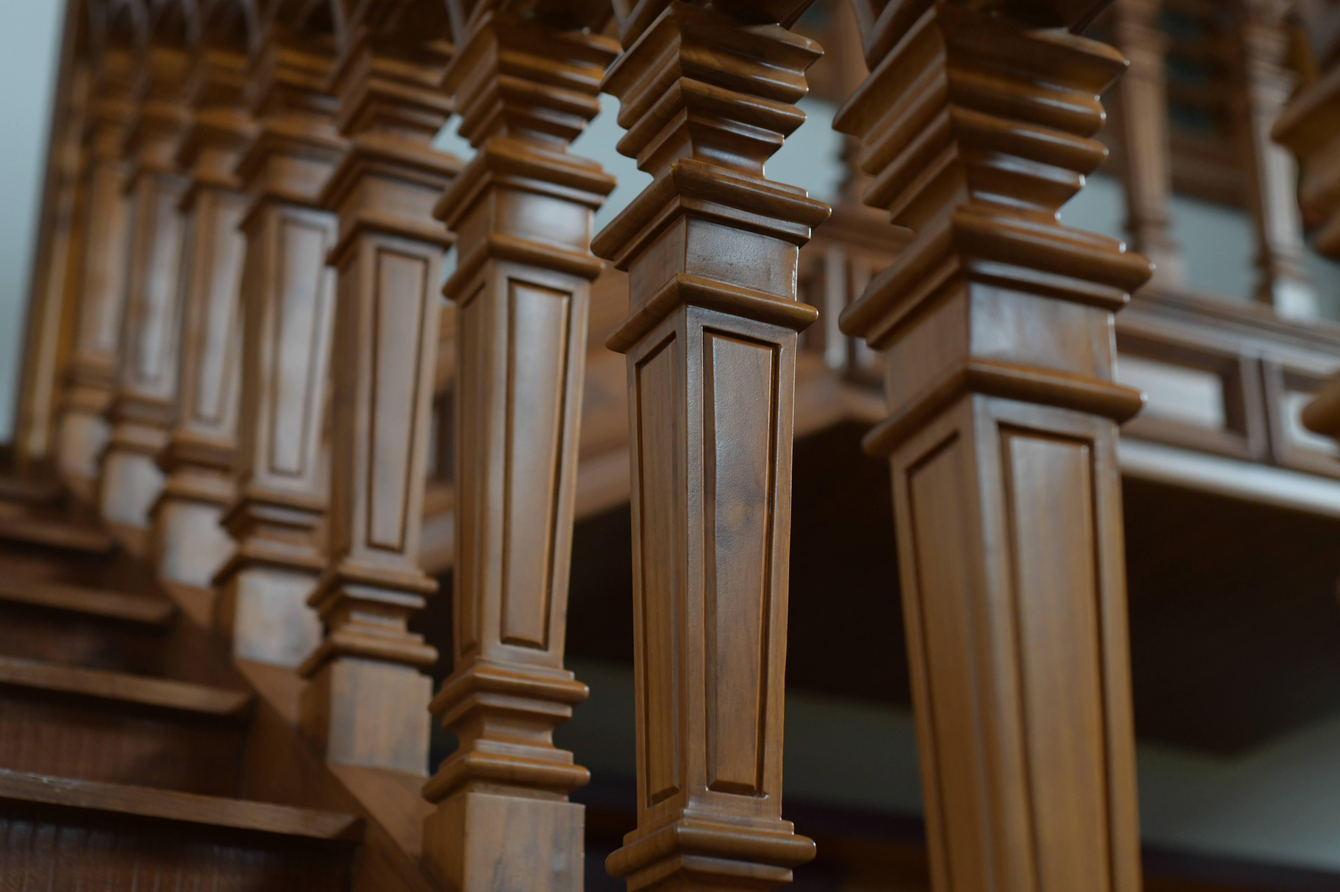 Contemporary wooden balusters detail